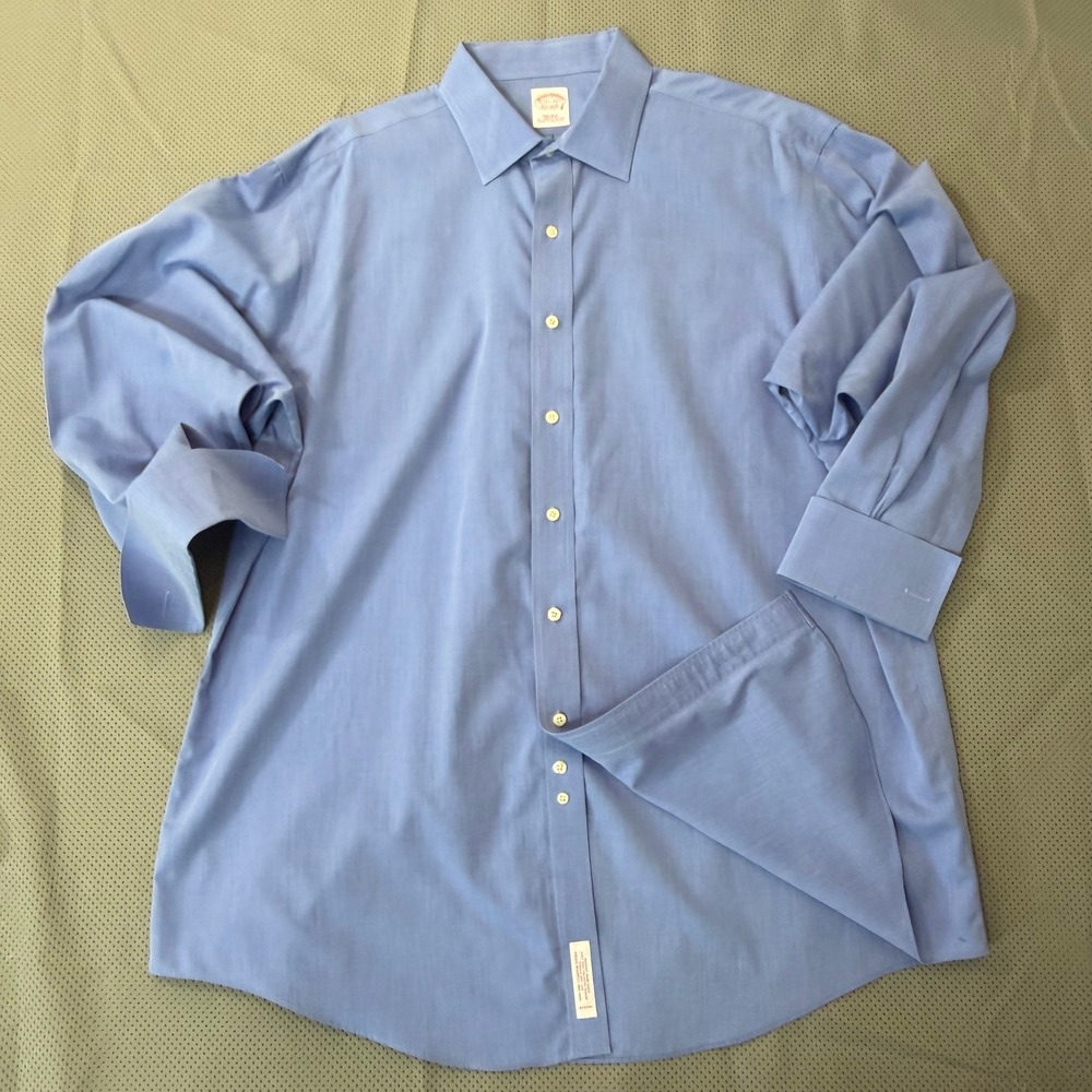 Brooks Brothers 1818 Dress Shirt M Blue French Cuff Non Iron Supima Cotton